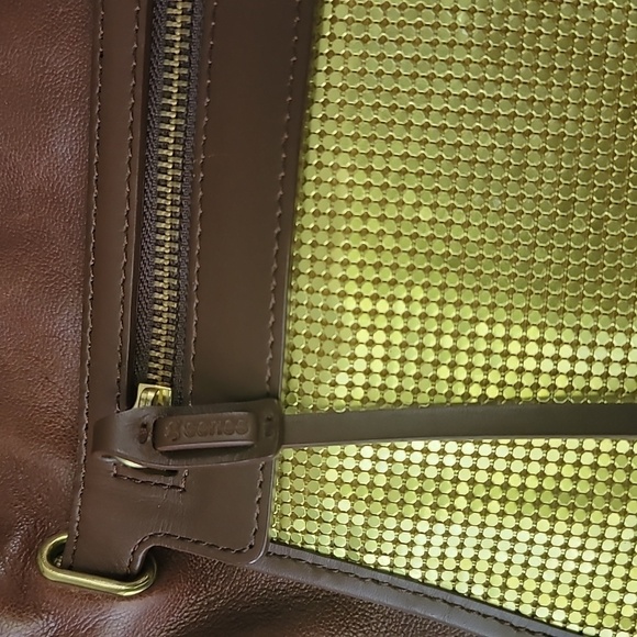 Cole Haan G Series Brown Leather Gold Pocket Shoulder Bag - Picture 3 of 12